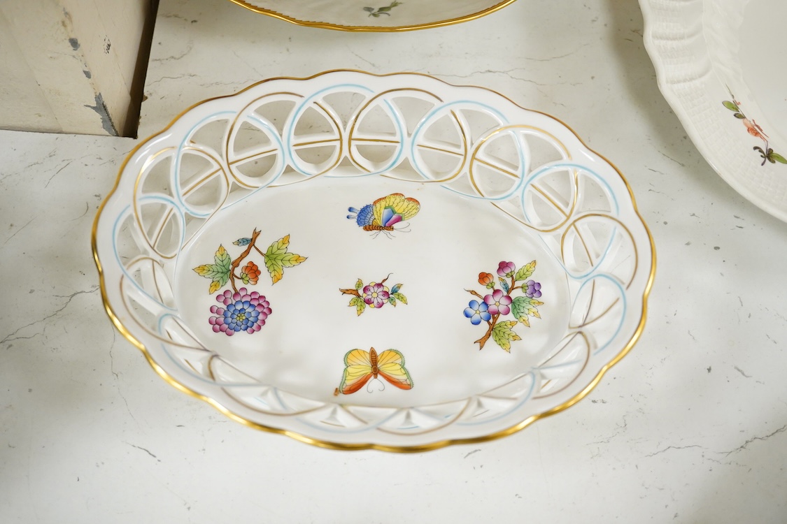 A Copenhagen putti tureen and cover-21cm high, a Herend basket, two Vienna type dishes and similar basket